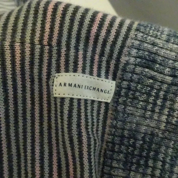 Armani Exchange Long Sleeve Striped Hooded Cotton Mutli Colored Striped Sweater - Picture 4 of 4